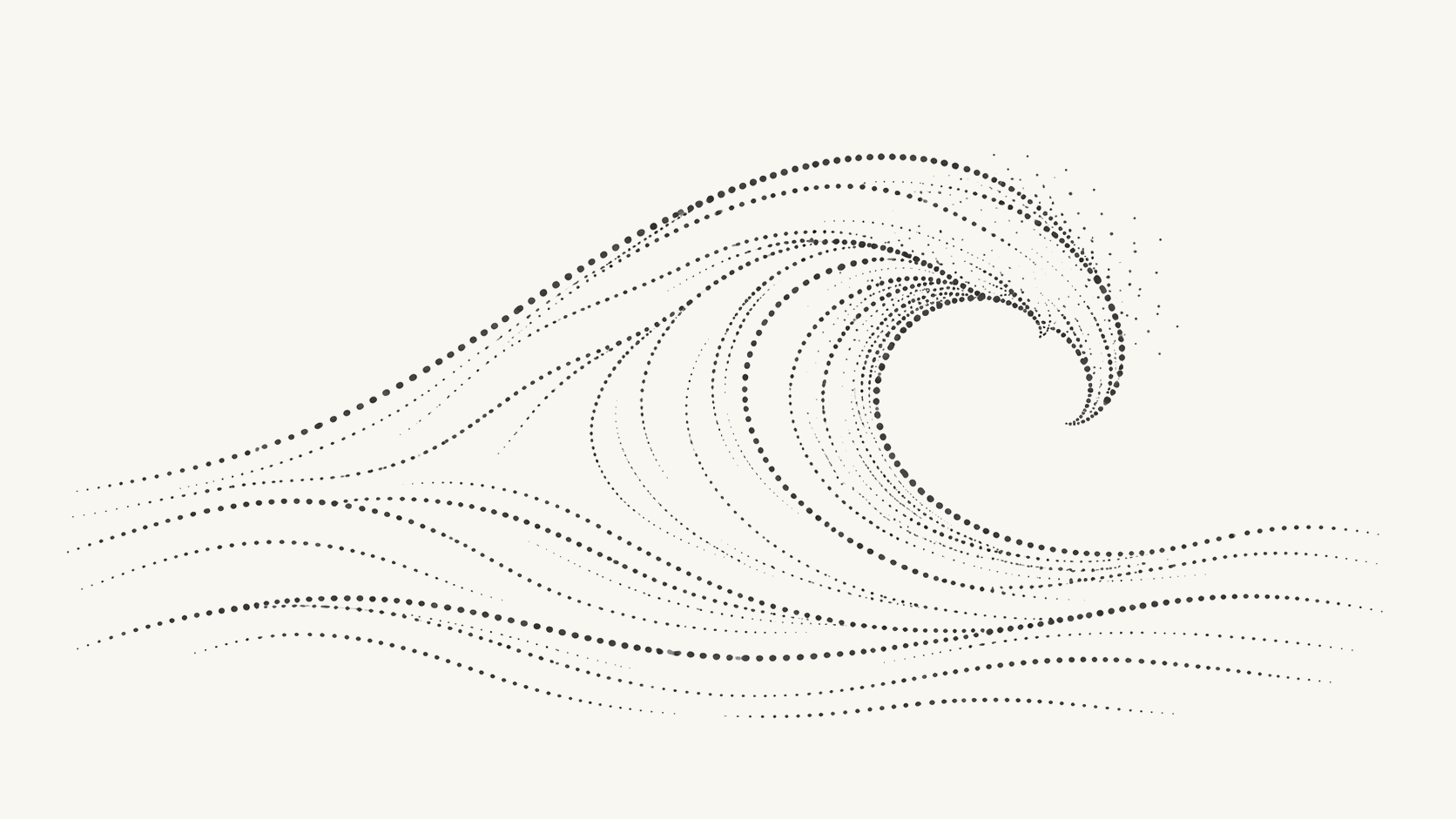 A curling Atlantic wave formed from fine charcoal dots.